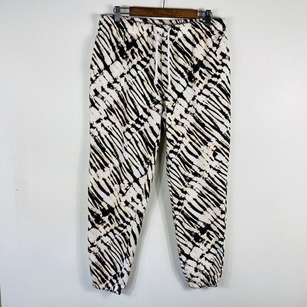 Sage Collective Sweatpants Large Zebra Print Fleece Lined Pants Pull On Cotton